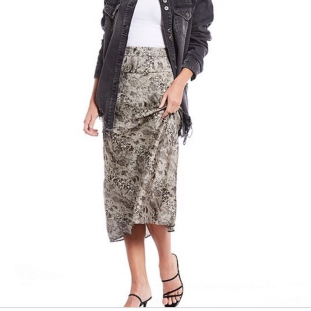 Free People Normani Bias Skirt Snake Print